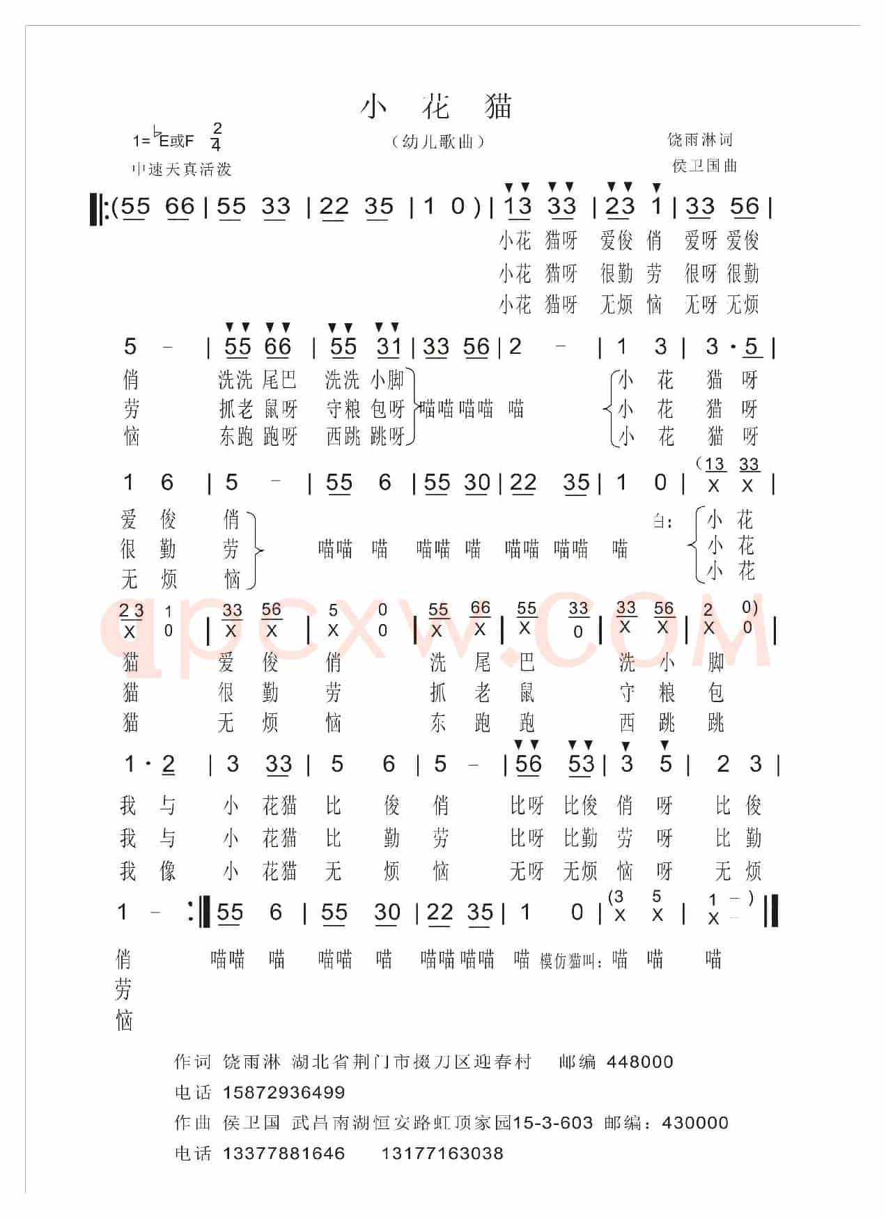小花猫（饶雨淋词 侯卫国曲）