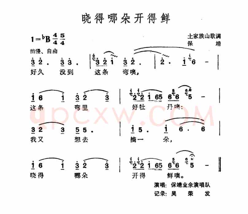 晓得哪朵开得鲜（土家族山歌）