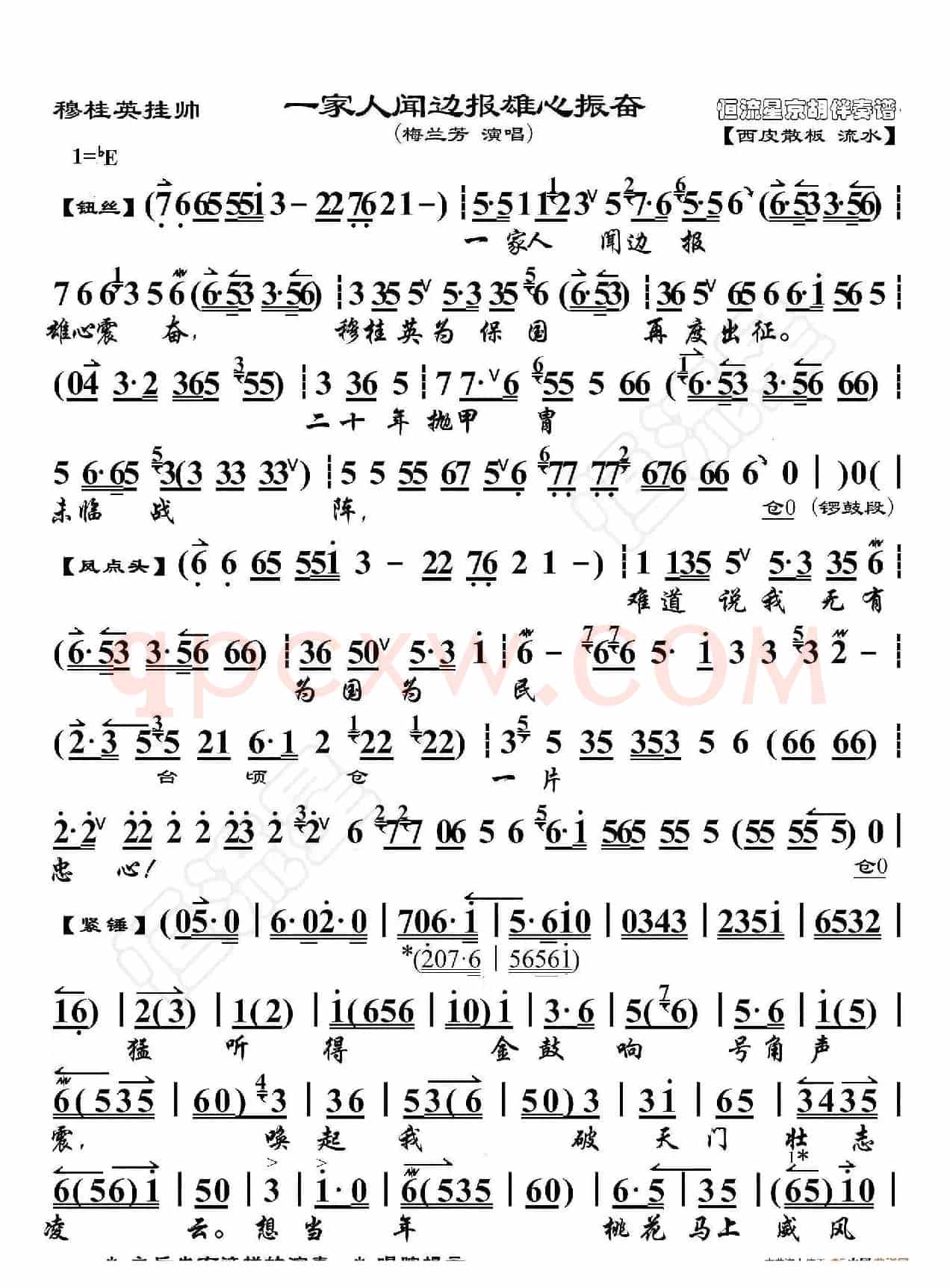 穆桂英挂帅·一家人闻边报雄心振奋（京胡伴奏谱）