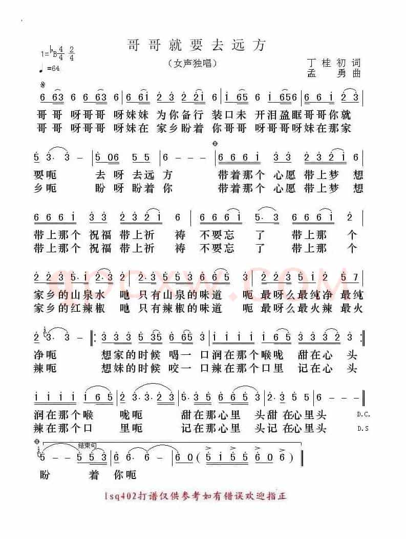 哥哥就要去远方