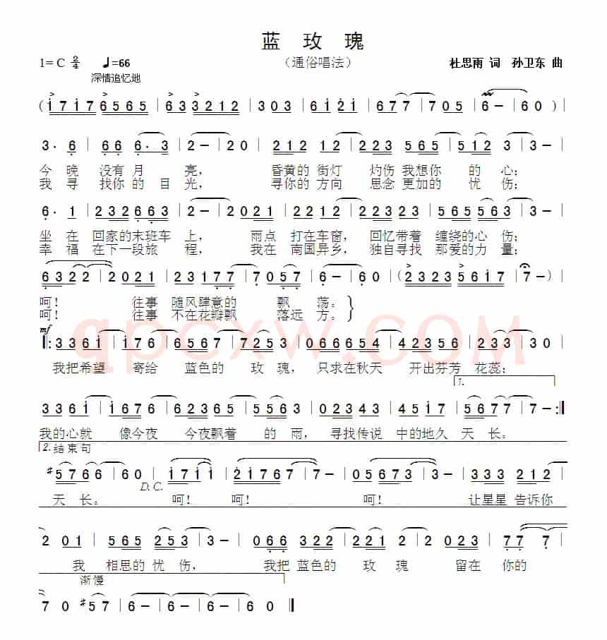 蓝玫瑰（杜思雨词 孙卫东曲）