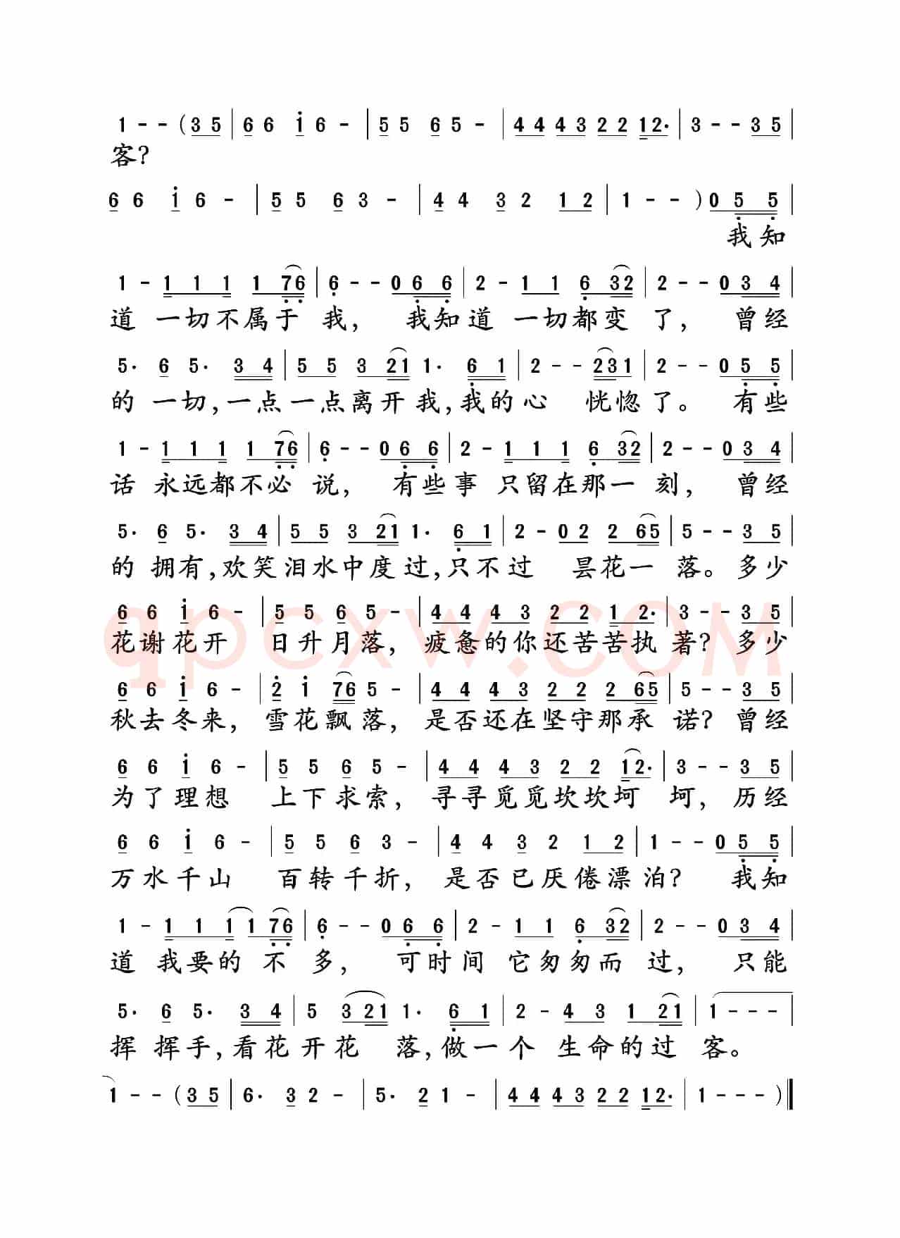 生命的过客(孙世彦词曲)