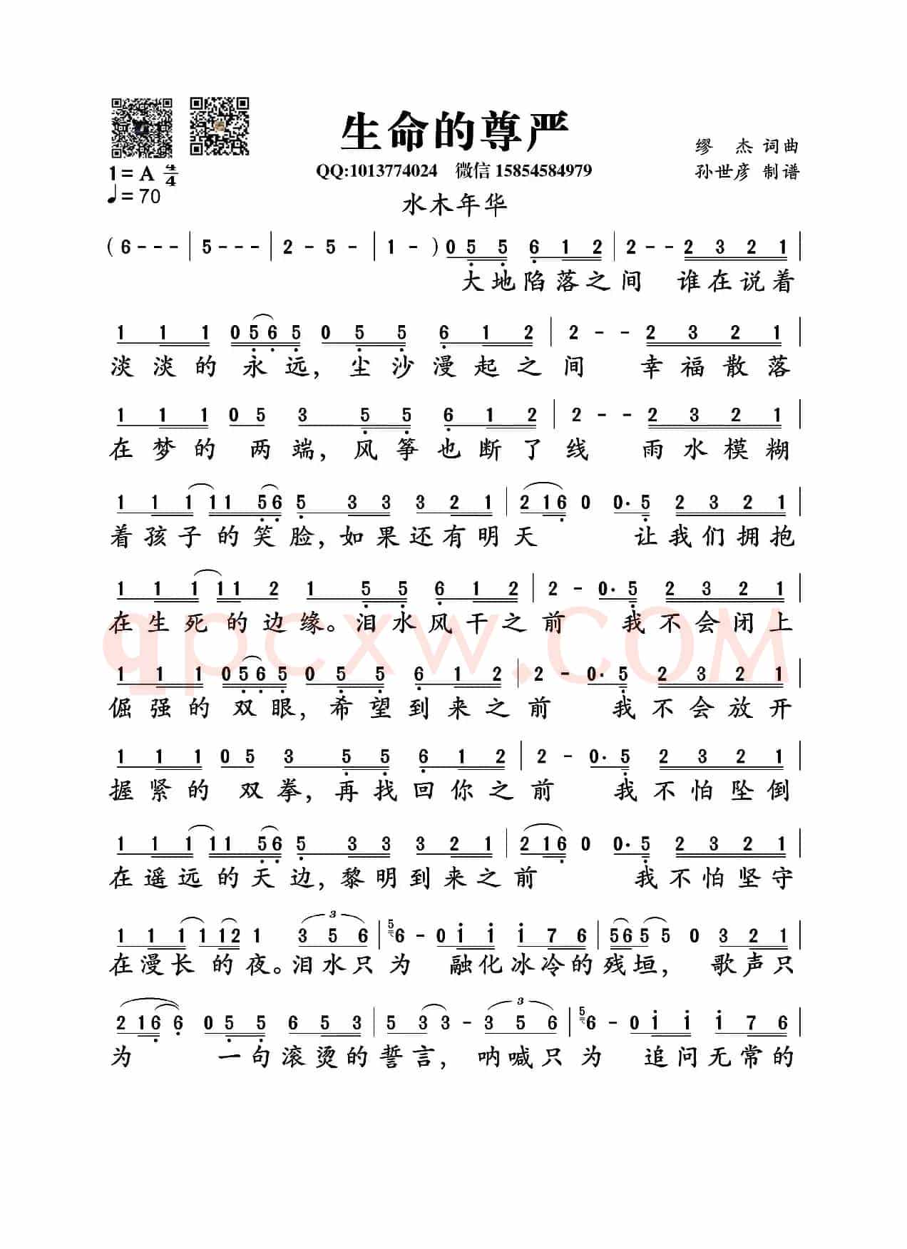 生命的尊严(缪杰词曲)