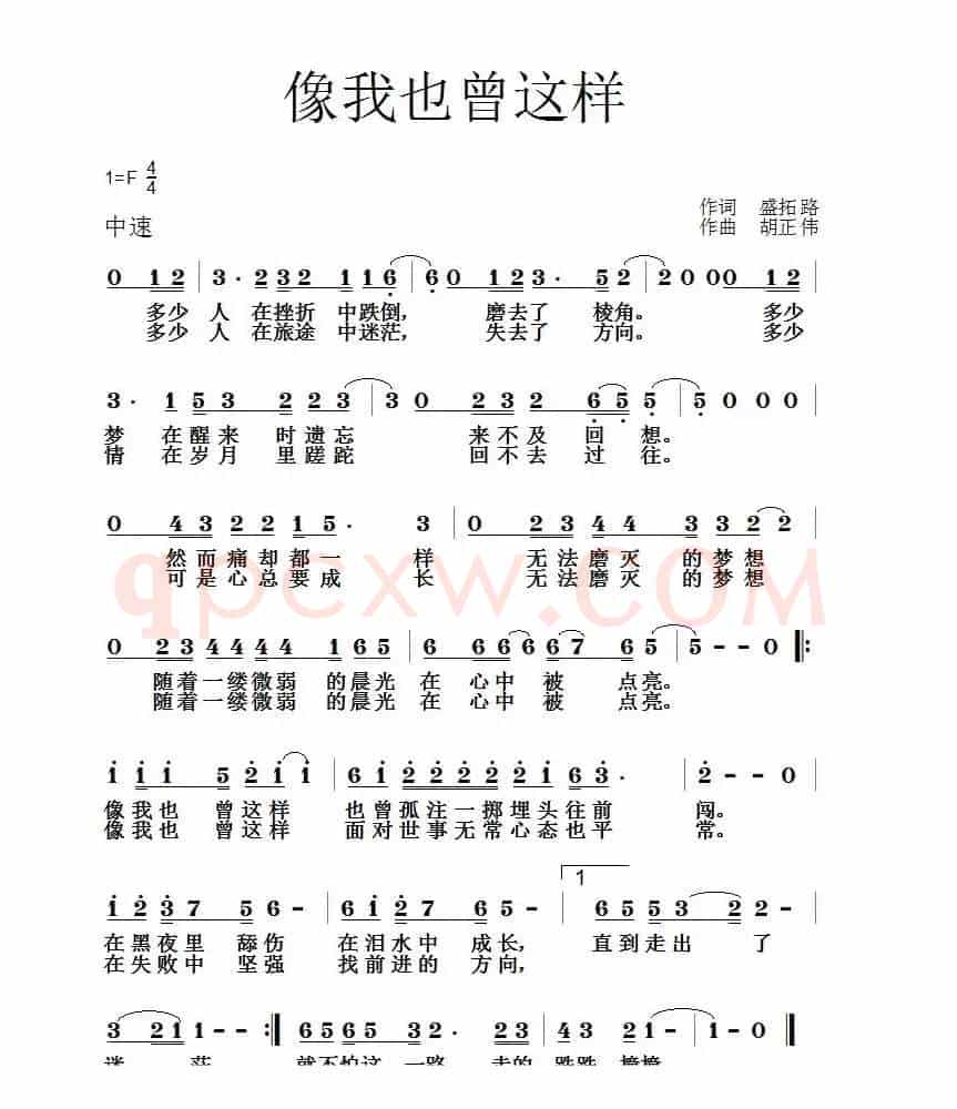 像我也曾这样(盛拓路词 胡正伟曲)