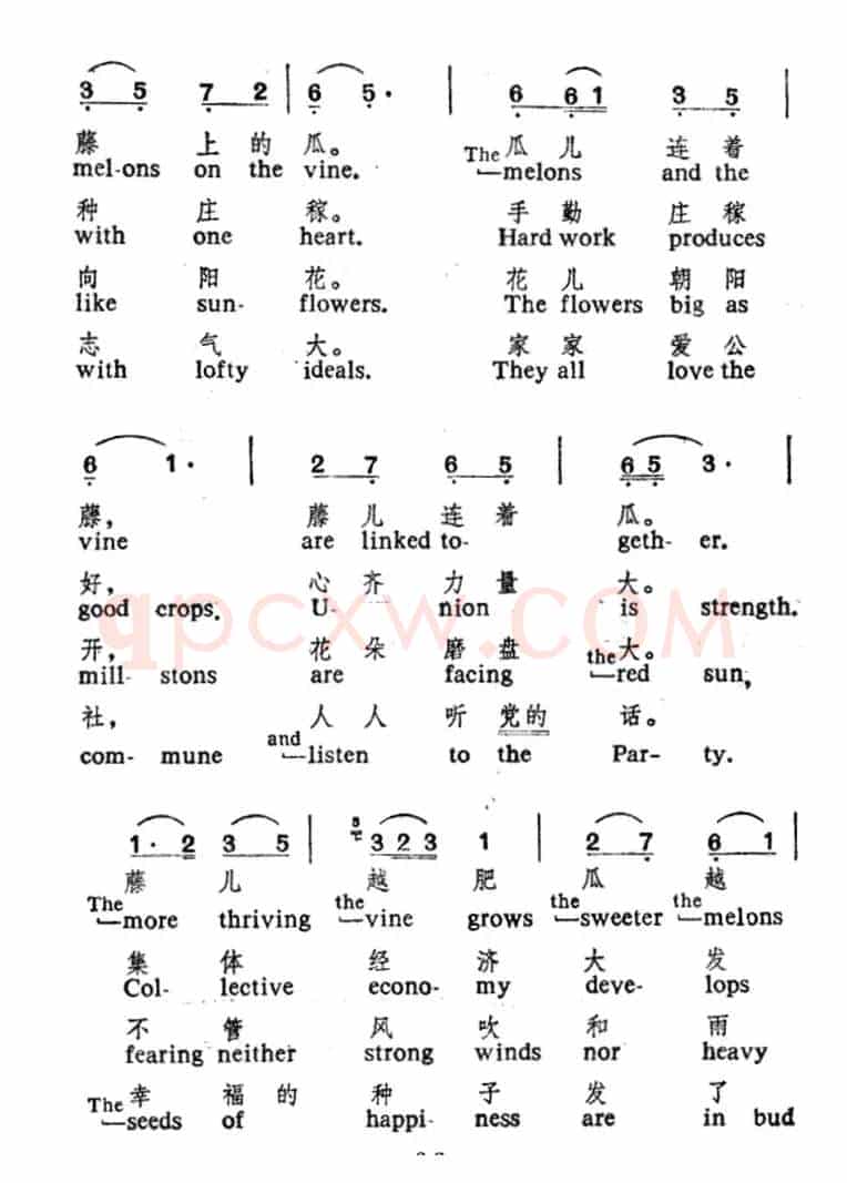 社员都是向阳花（中英文对照）