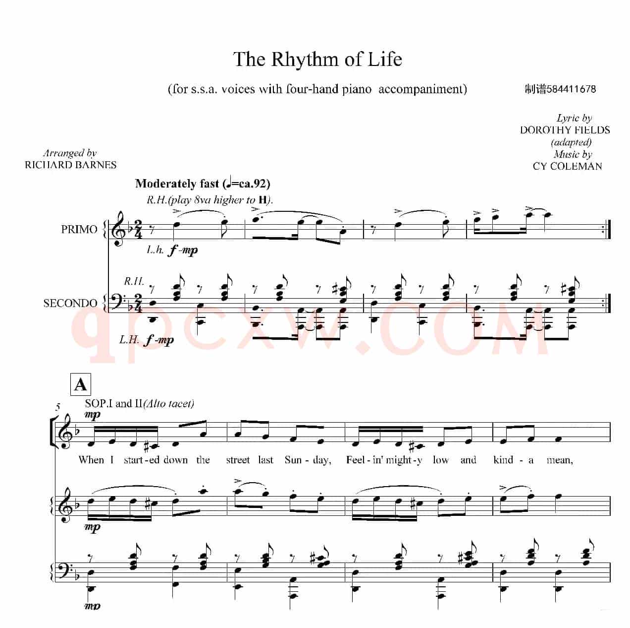 The rhythm of Life女声合唱谱（三声部）
