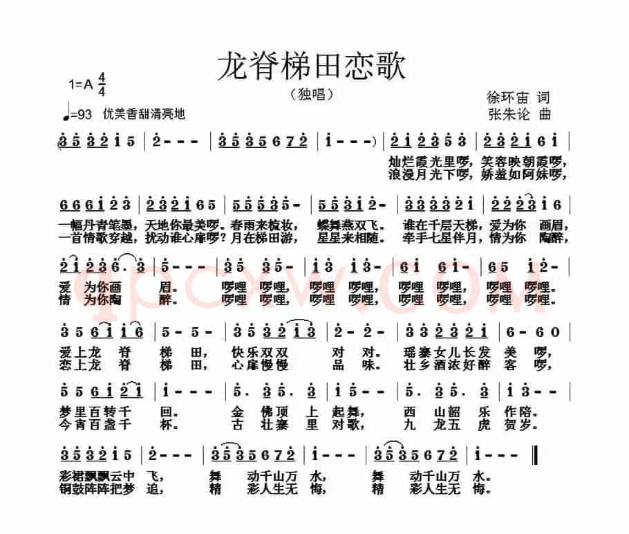 龙脊梯田恋歌（徐环宙词 张朱论曲）