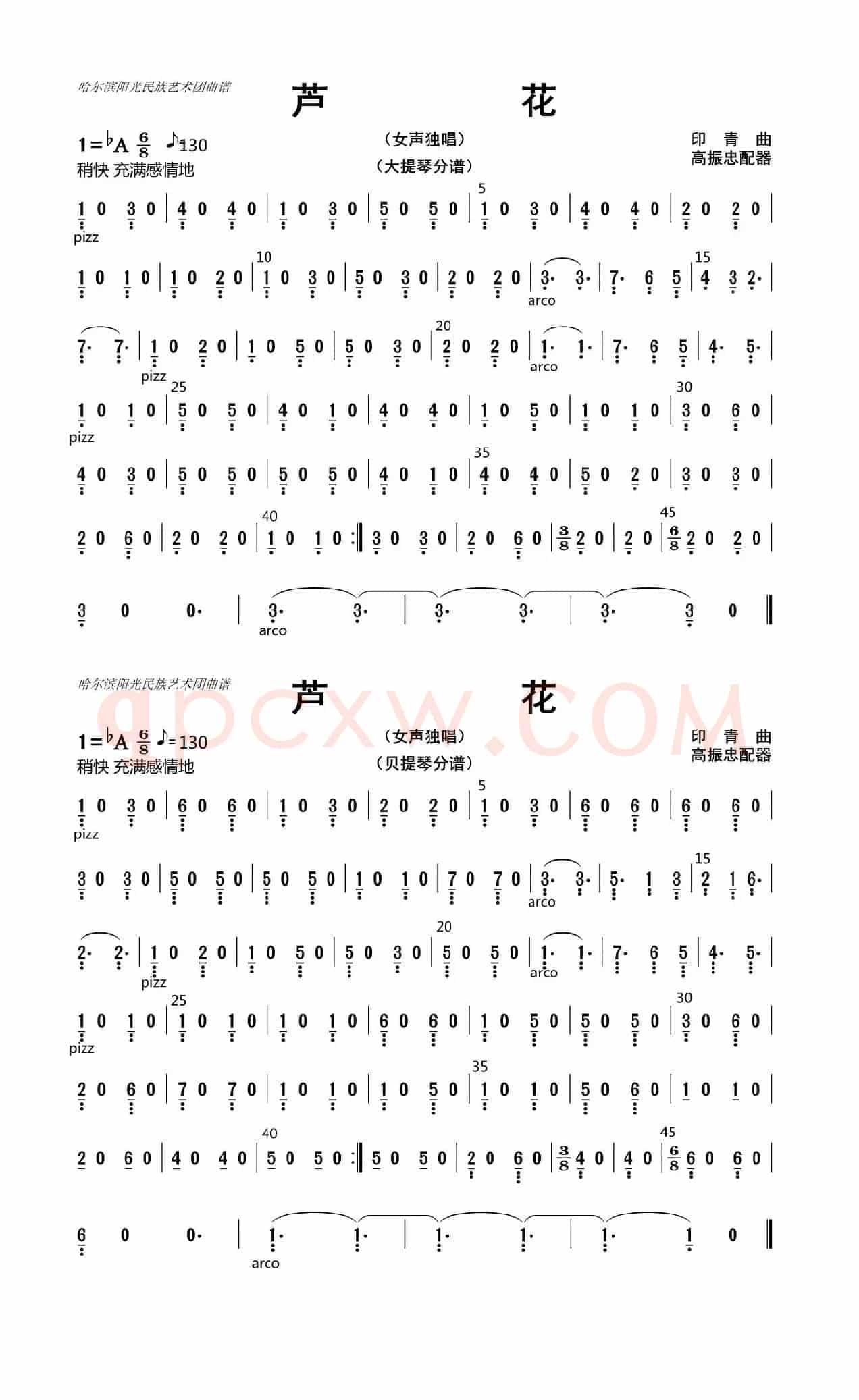 芦花（大提琴、贝提琴分谱）