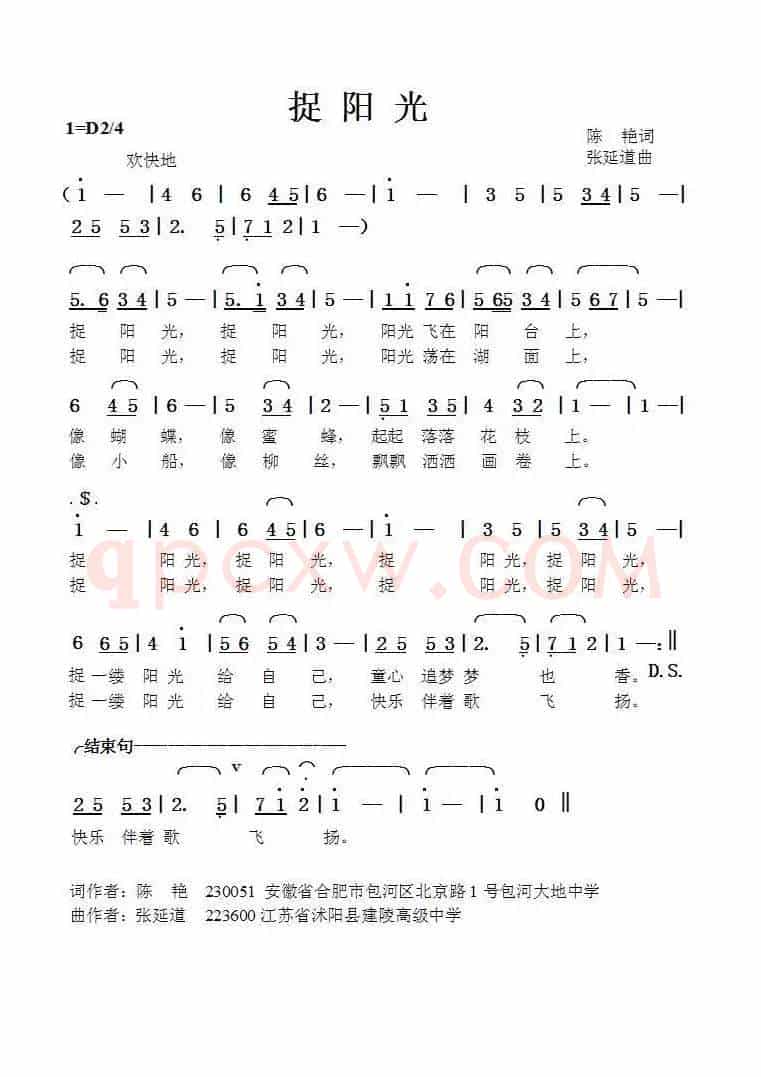 捉阳光（陈艳词张延道曲）