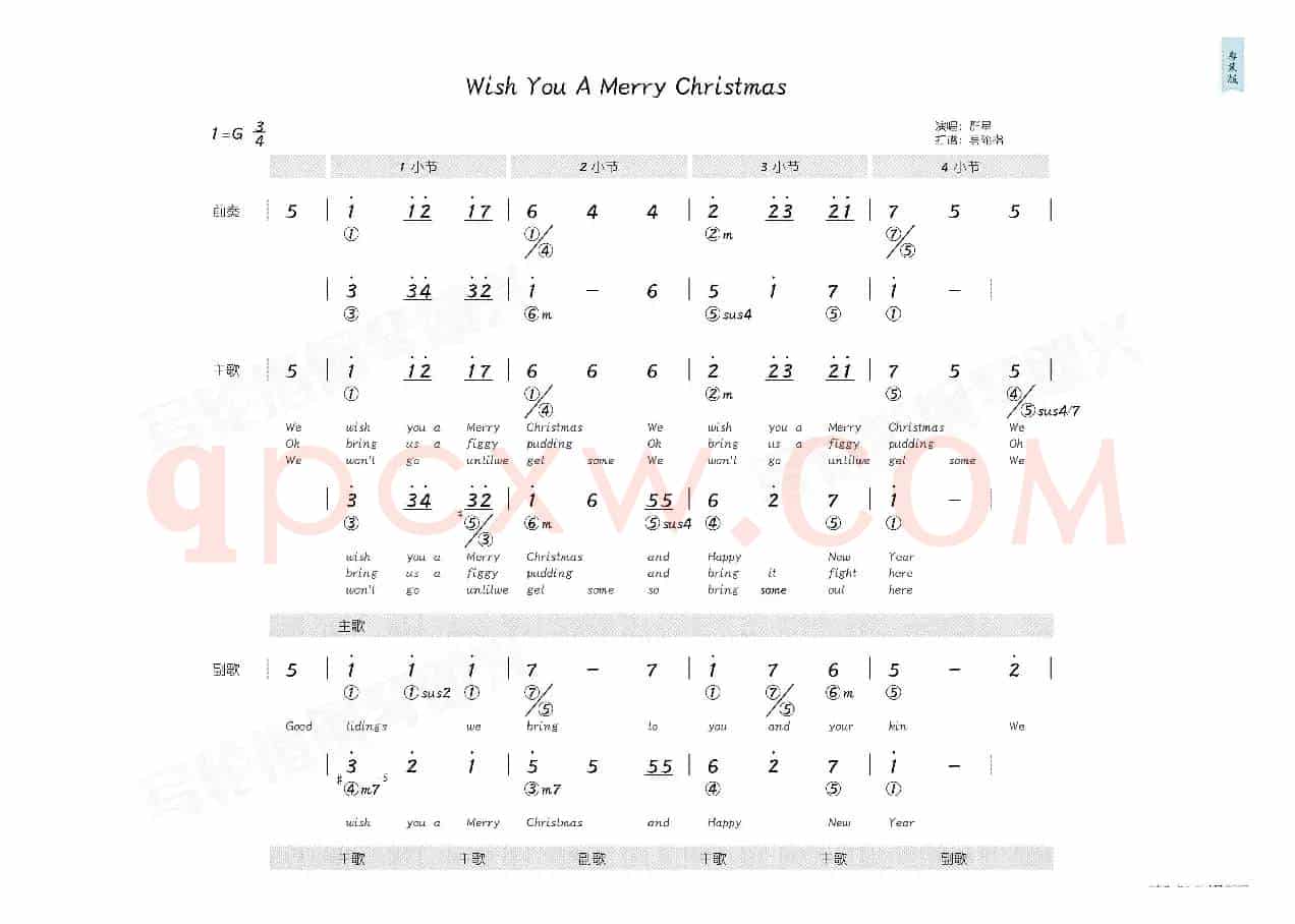 Wish You A Merry Christmas（简和谱）