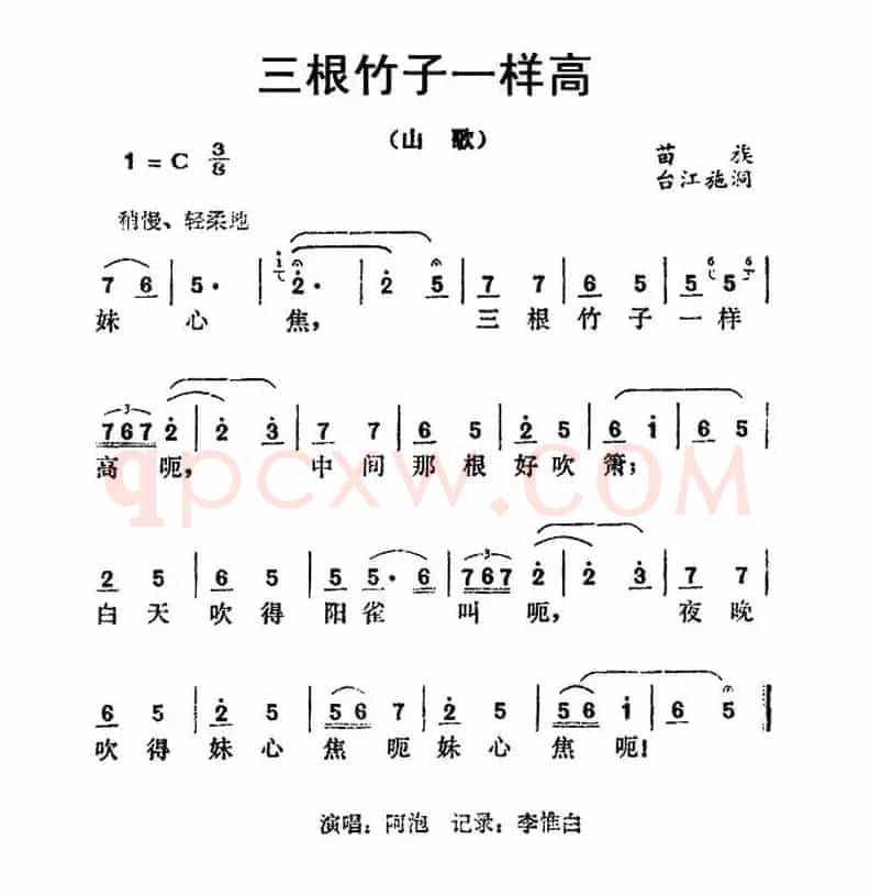三根竹子一样高