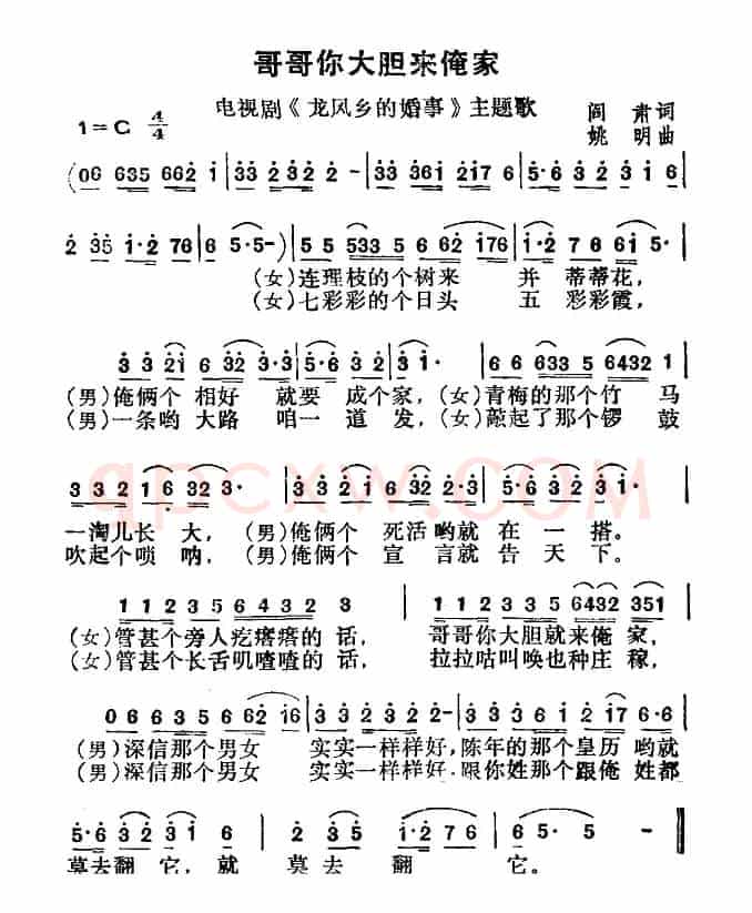 哥哥你大胆来俺家（电视剧《龙风乡的婚事》主题歌）