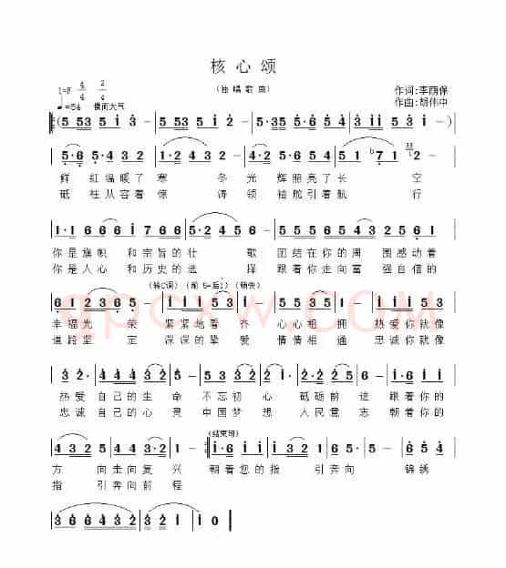 核心颂（李荫保词 胡大华曲 崔国杰演唱）