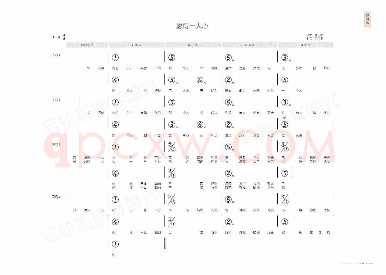 愿得一人心（简和谱）
