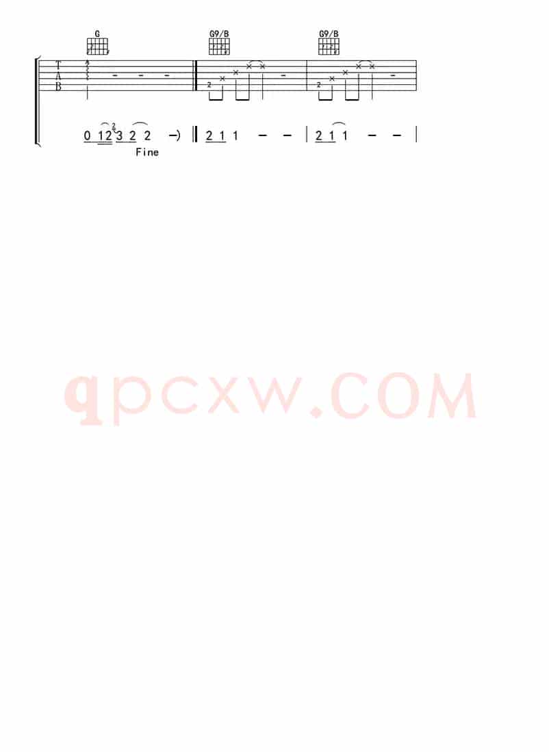 亲爱的你怎么不在我身边（吉他六线谱）