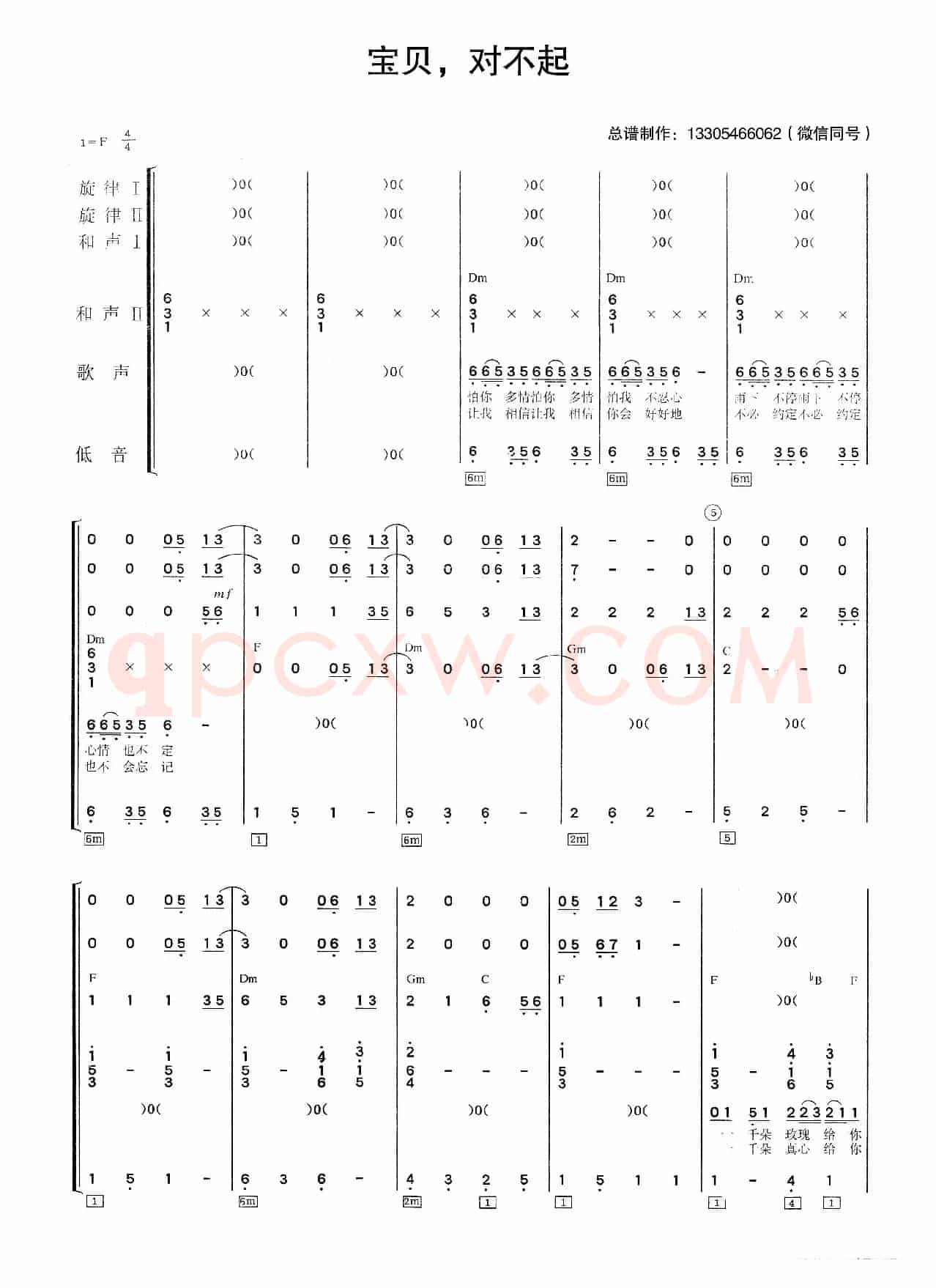 宝贝，对不起（乐队总谱）