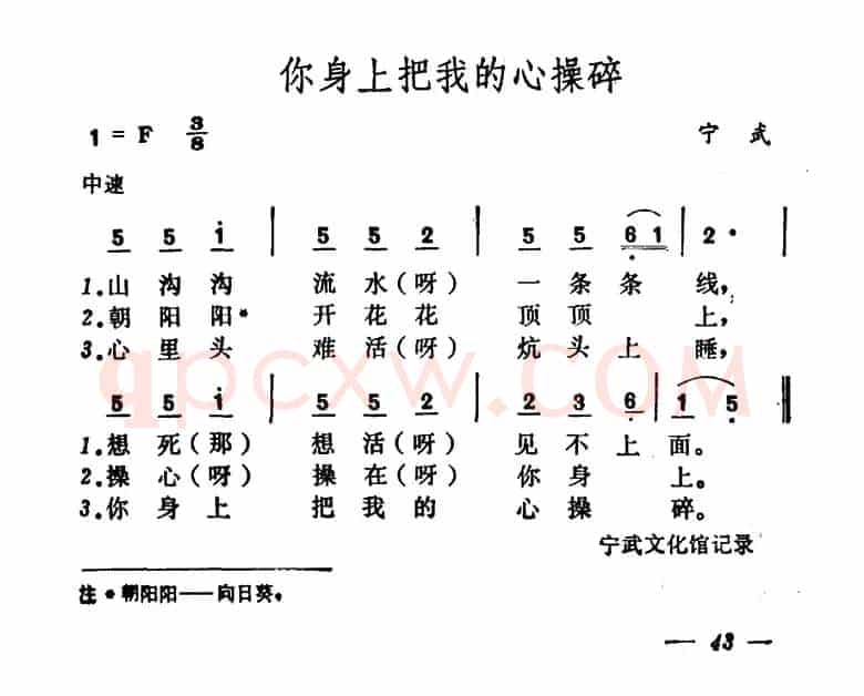 你身上把我的心操碎 