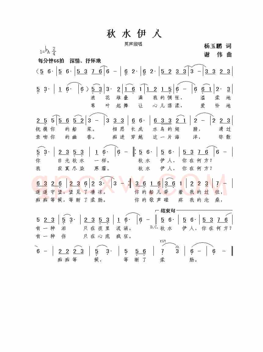 秋水伊人（杨玉鹏词 谢伟曲）