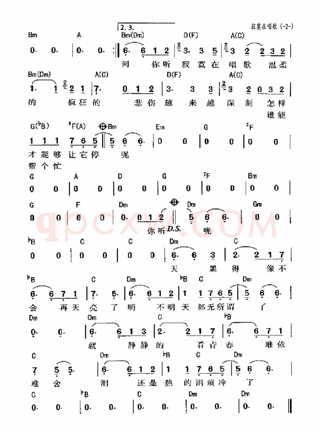 寂寞在唱歌（歌曲，双页谱）
