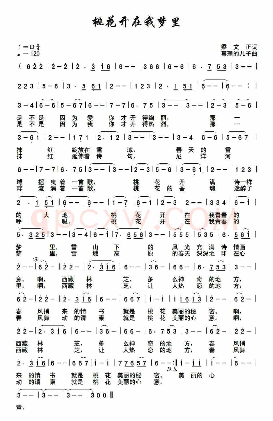 桃花开在我梦里（梁文正词 真理的儿子曲）