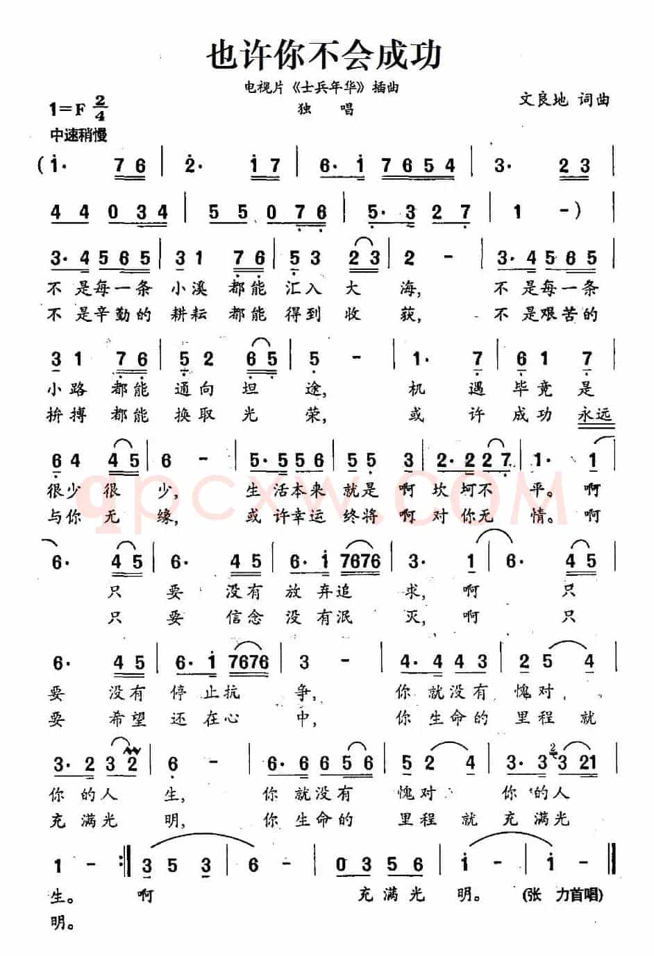 也许你不会成功（电视片《士兵年华》插曲）