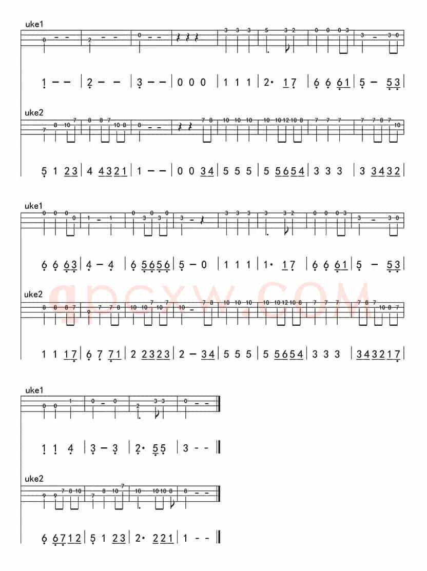  千与千寻（ukulele四线谱）