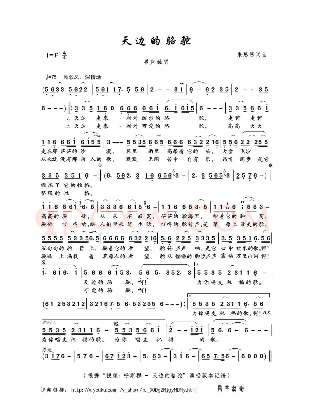 天边的骆驼（朱思思词曲）