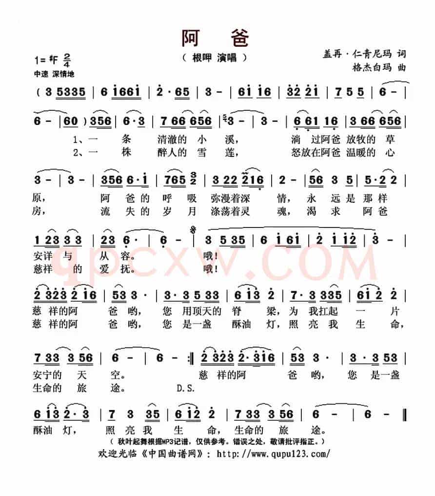 阿爸(盖再·仁青尼玛词 格杰白玛曲)