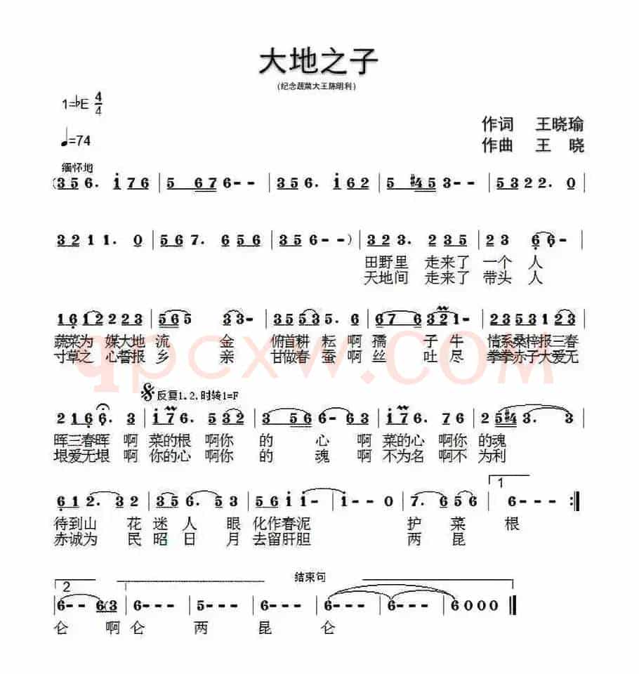 大地之子（王晓瑜词 王晓曲）