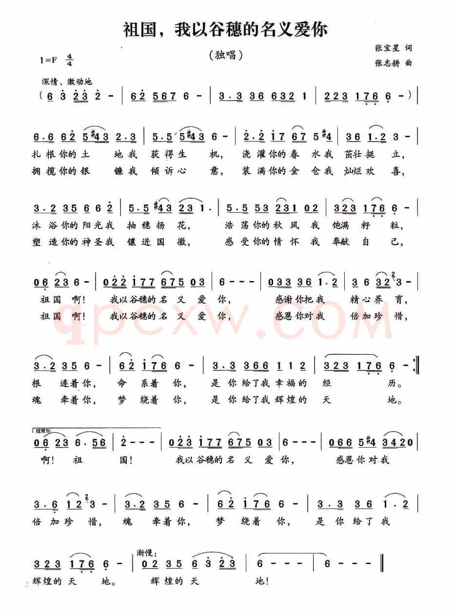 祖国，我以谷穗的名义爱你（张宝星词 张志耕曲）