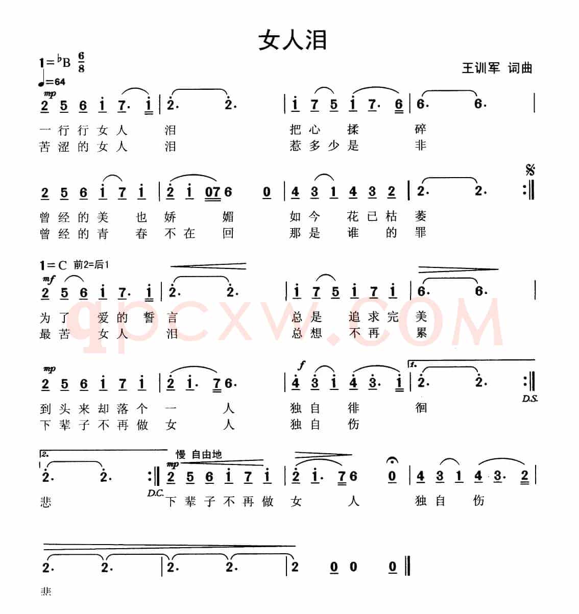 女人泪（王训军 词曲）