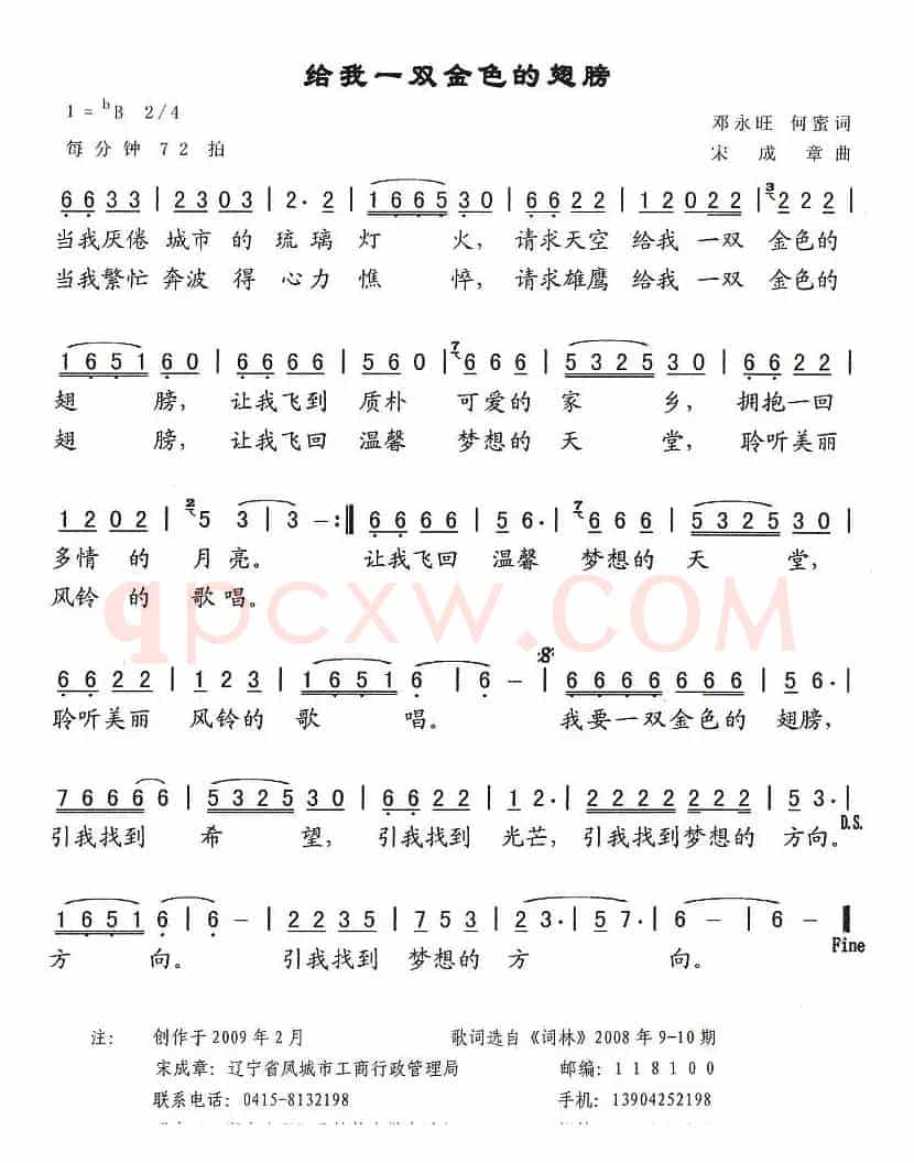 给我一双金色的翅膀