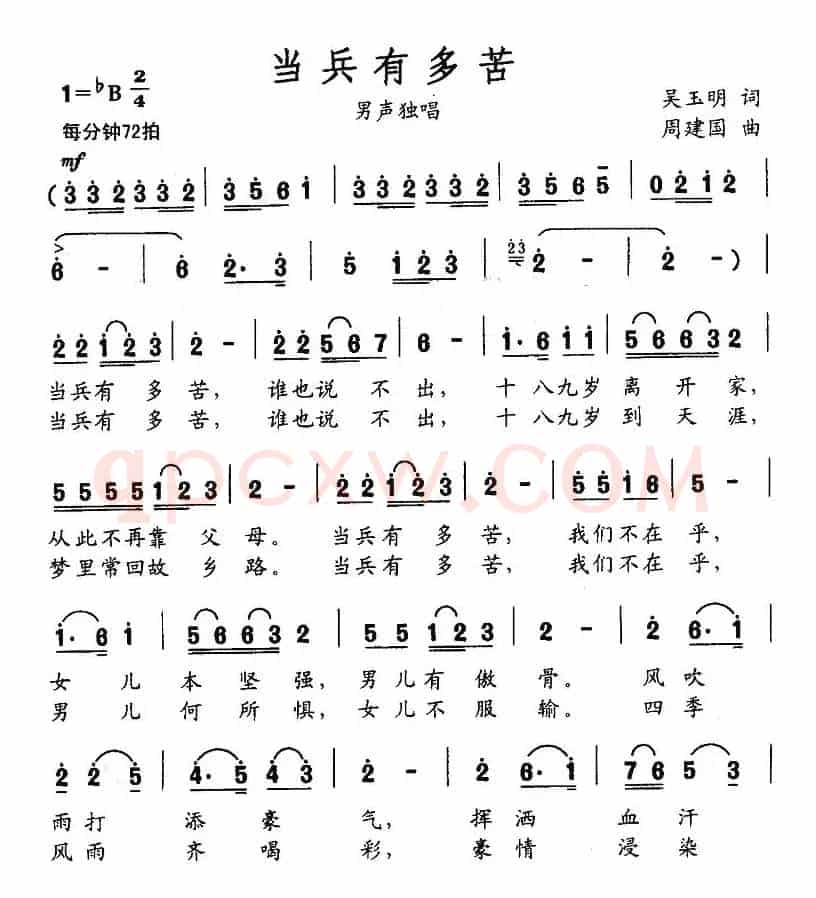 当兵有多苦（吴玉明词 周建国曲）