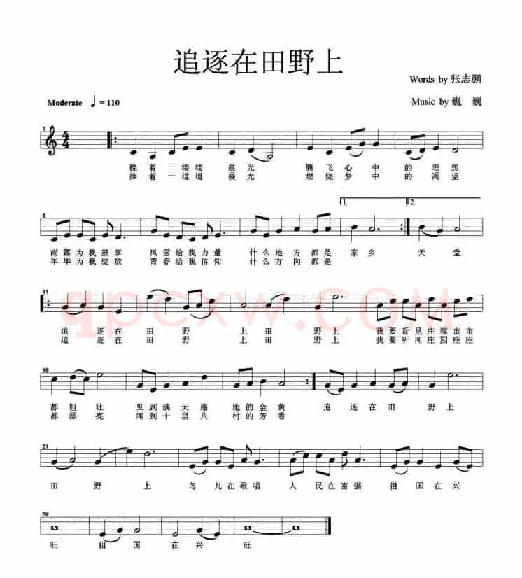 追逐在田野上（线谱版）