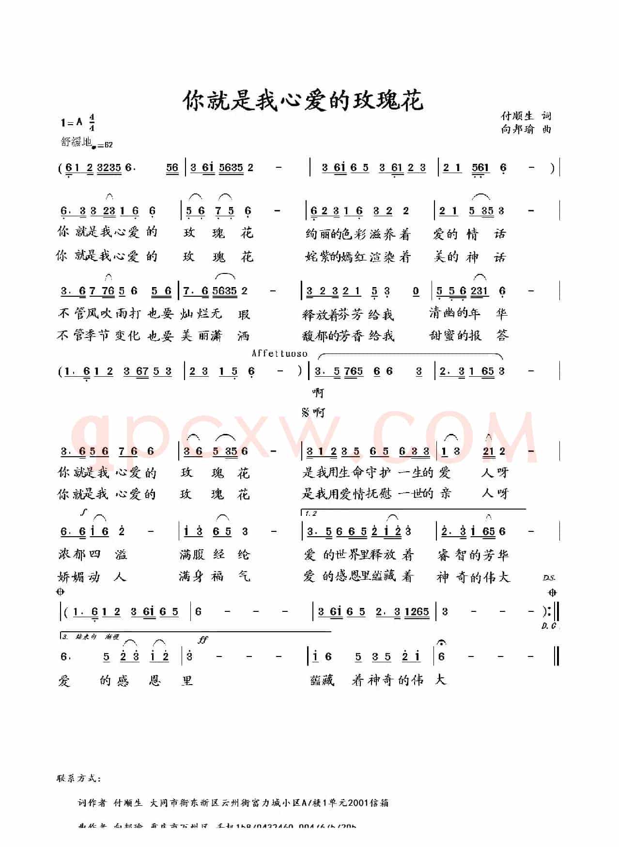 你就是我心爱的玫瑰花