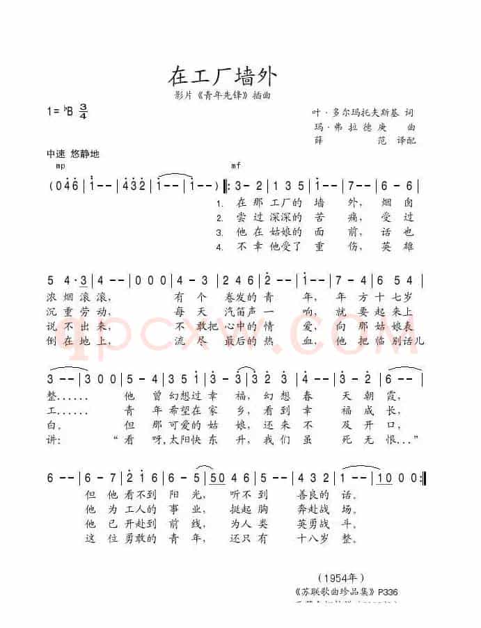 在工厂的墙外（影片《青年先锋》插曲）