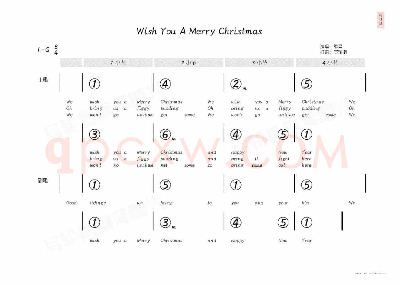 Wish You A Merry Christmas（简和谱）