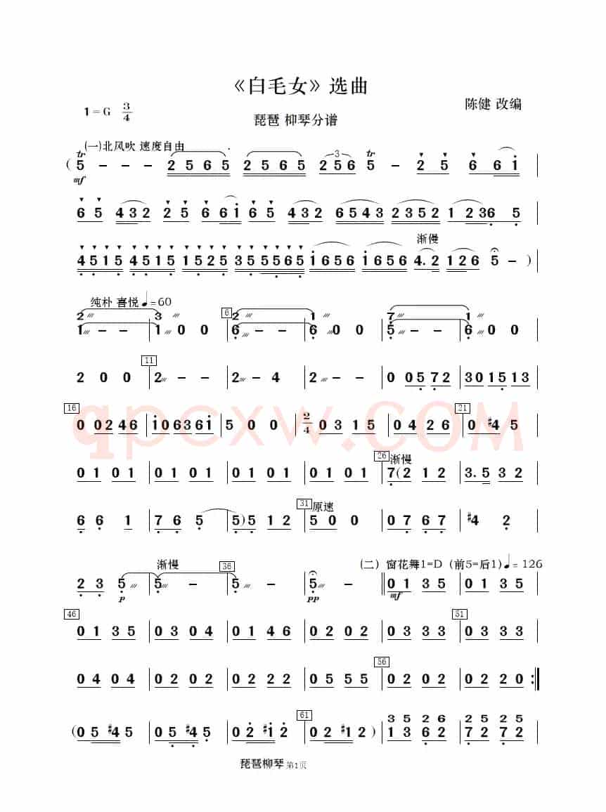 《白毛女》选曲（民乐合奏分谱）