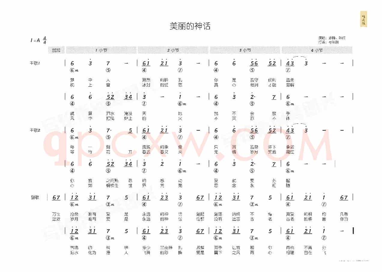 美丽的神话(简和谱)