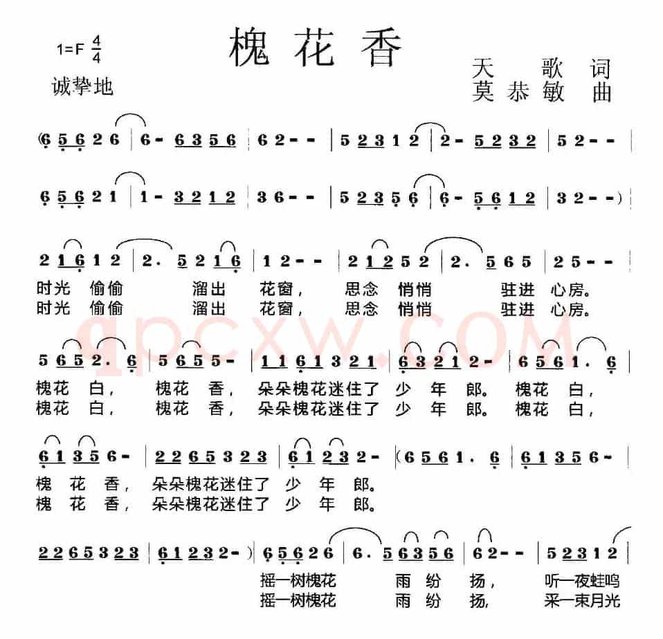 槐花香(天歌词 莫恭敏曲)