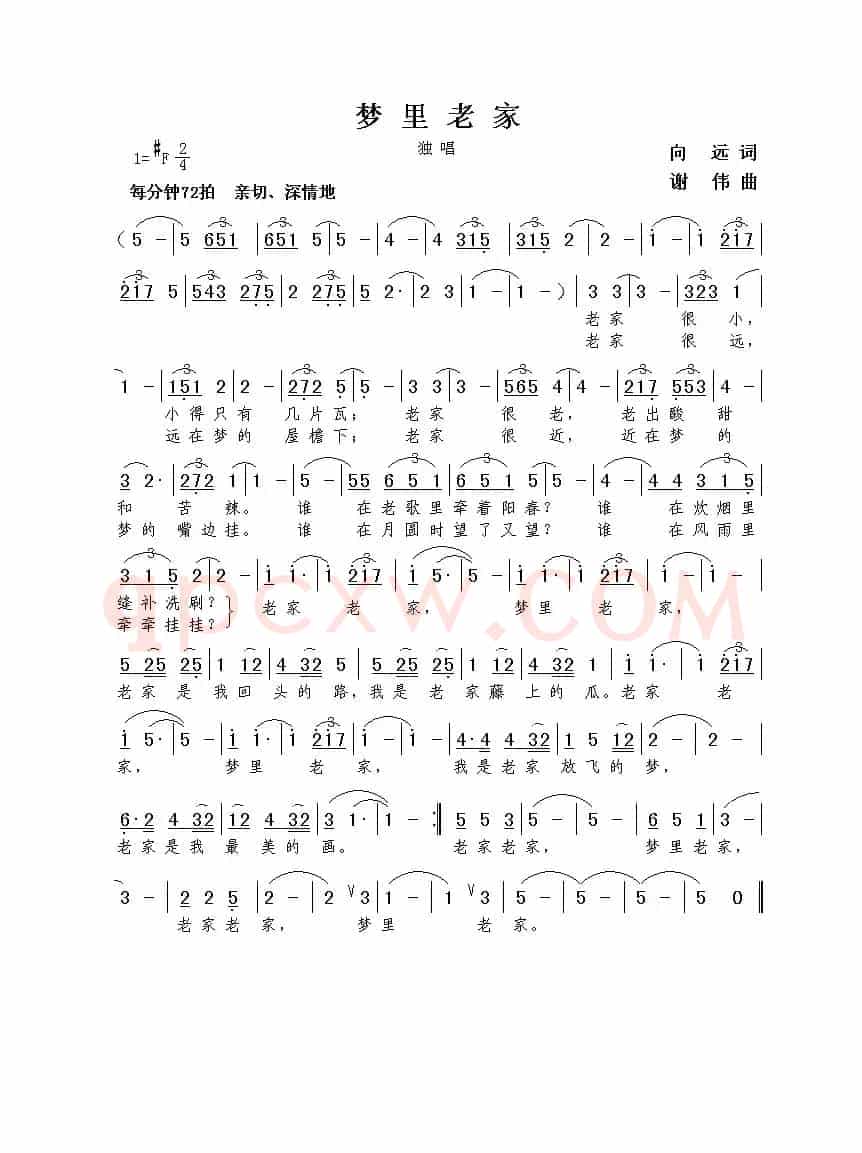 梦里老家（向远词  谢伟曲）