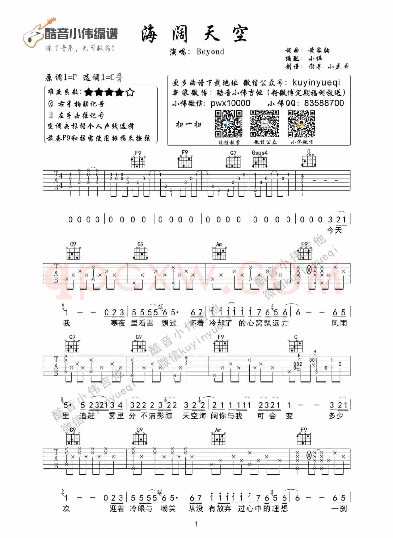 海阔天空（酷音小伟编谱）