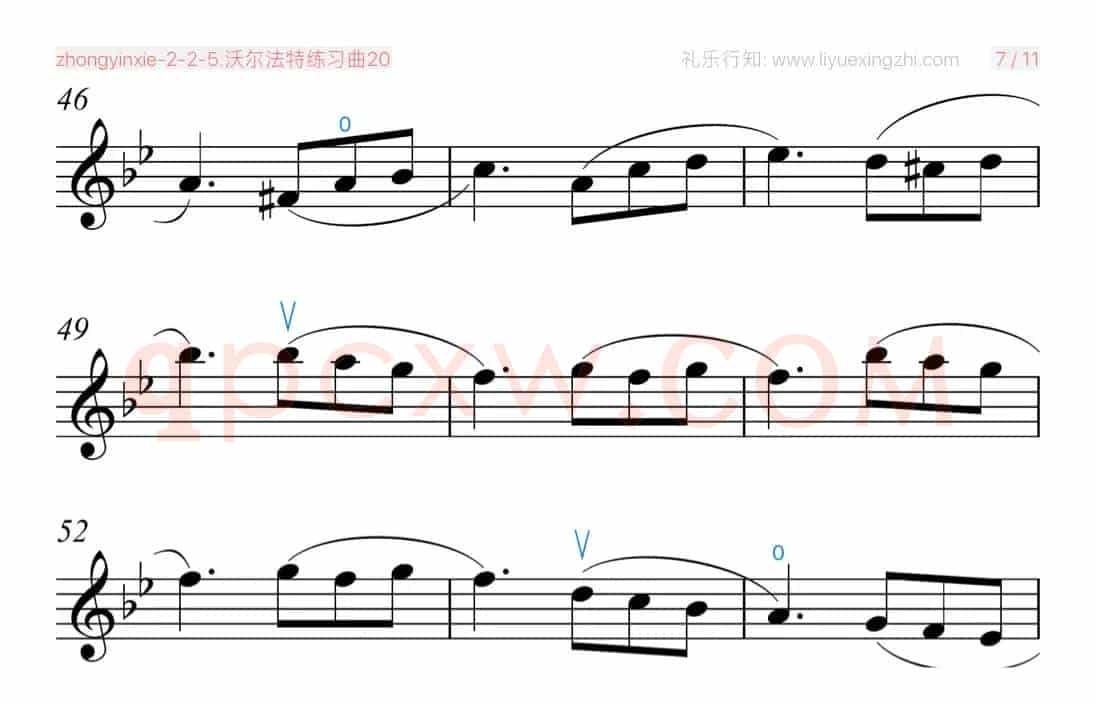 沃尔法特练习曲No.20（小提琴）