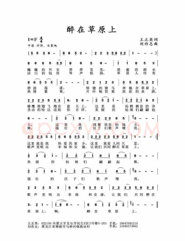 醉在草原上（王正英词 刘祚志曲）