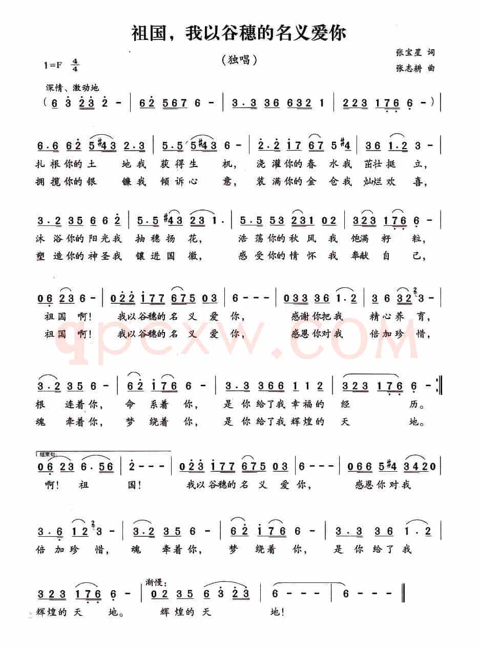 祖国,我以谷穗的名义爱你(张宝星词 张志耕曲)