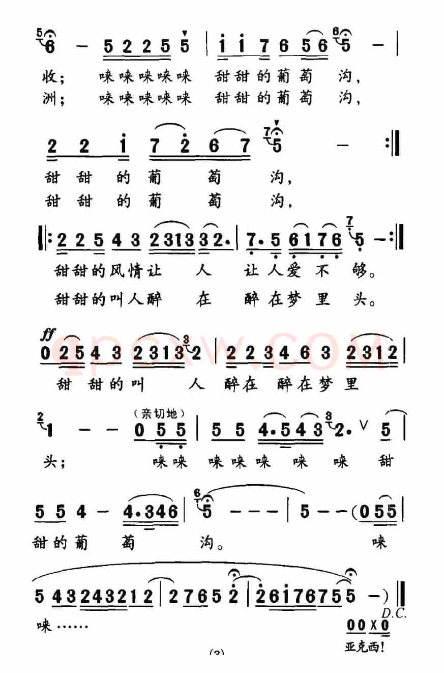 甜甜的葡萄沟（许德清词 张爱兵曲）