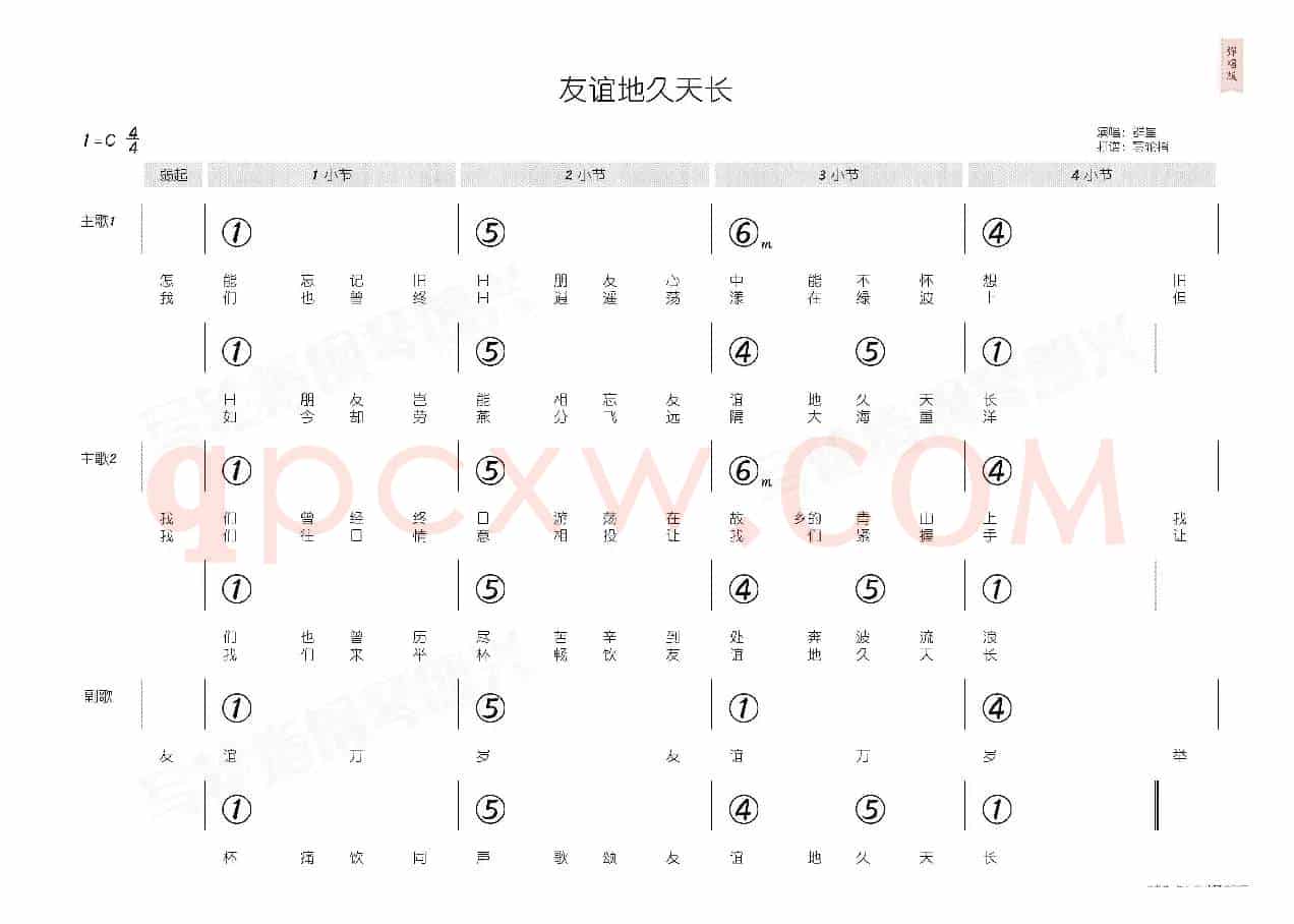 友谊地久天长（简和谱）