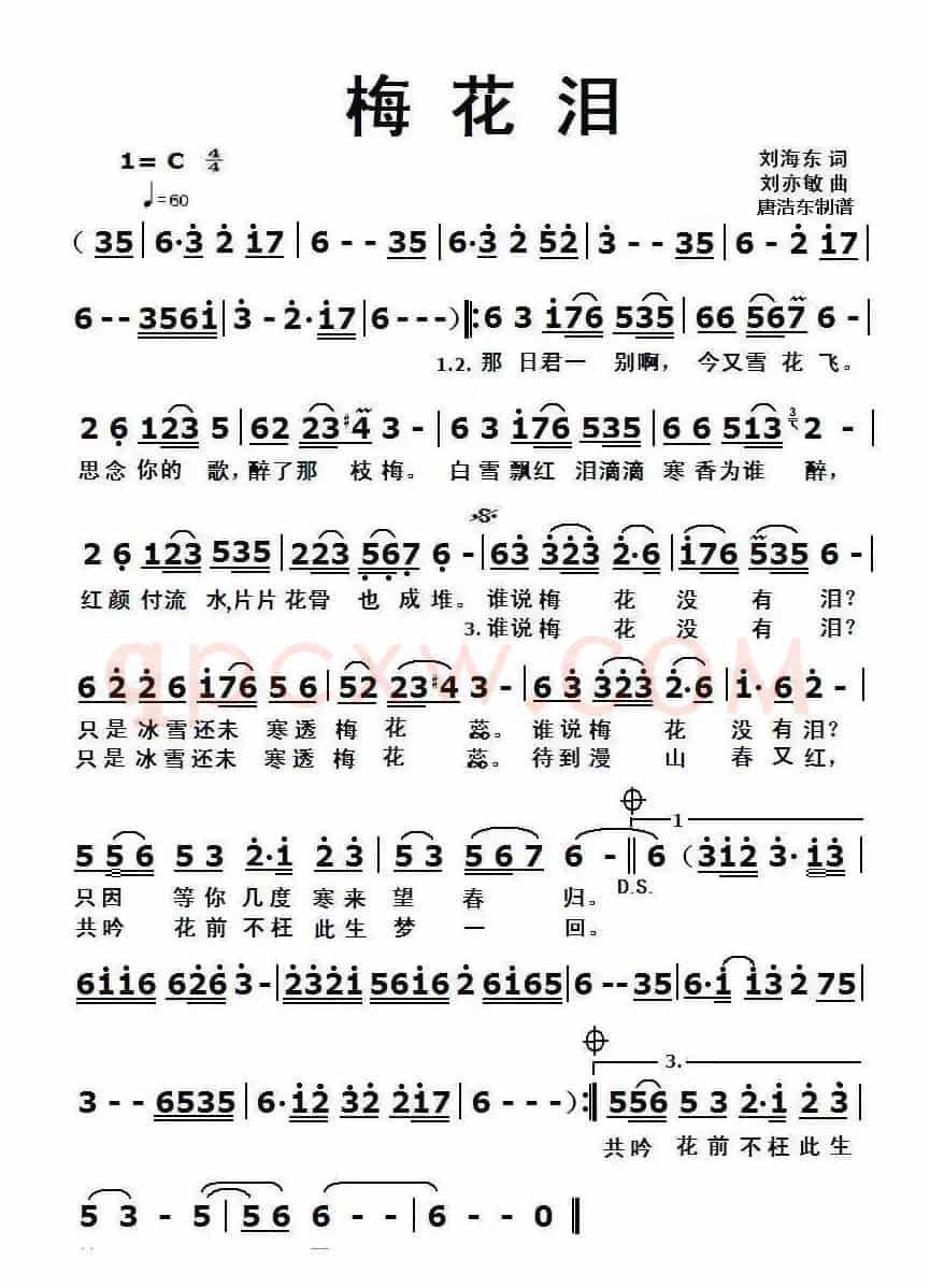 梅花泪（刘海东词 刘亦敏曲）