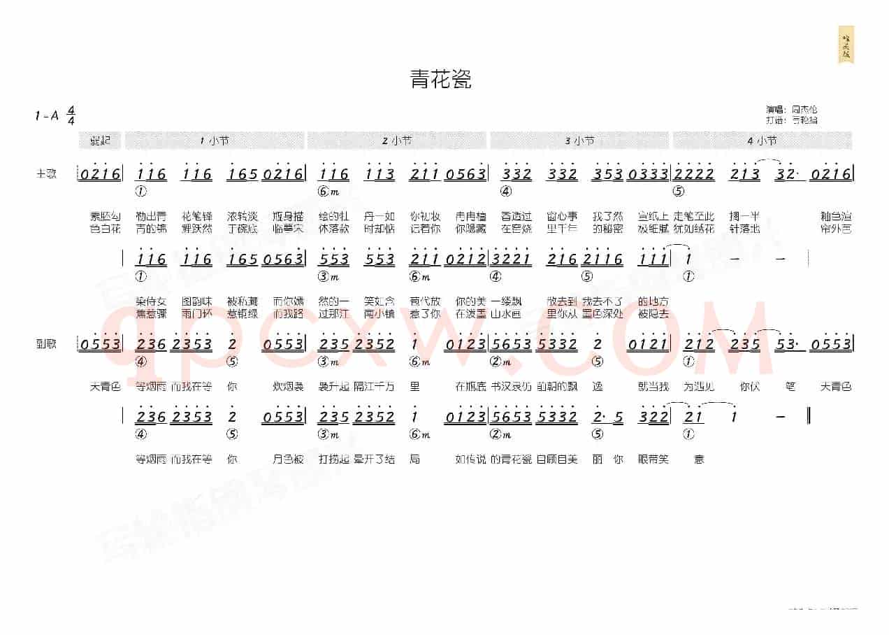 青花瓷(简和谱)