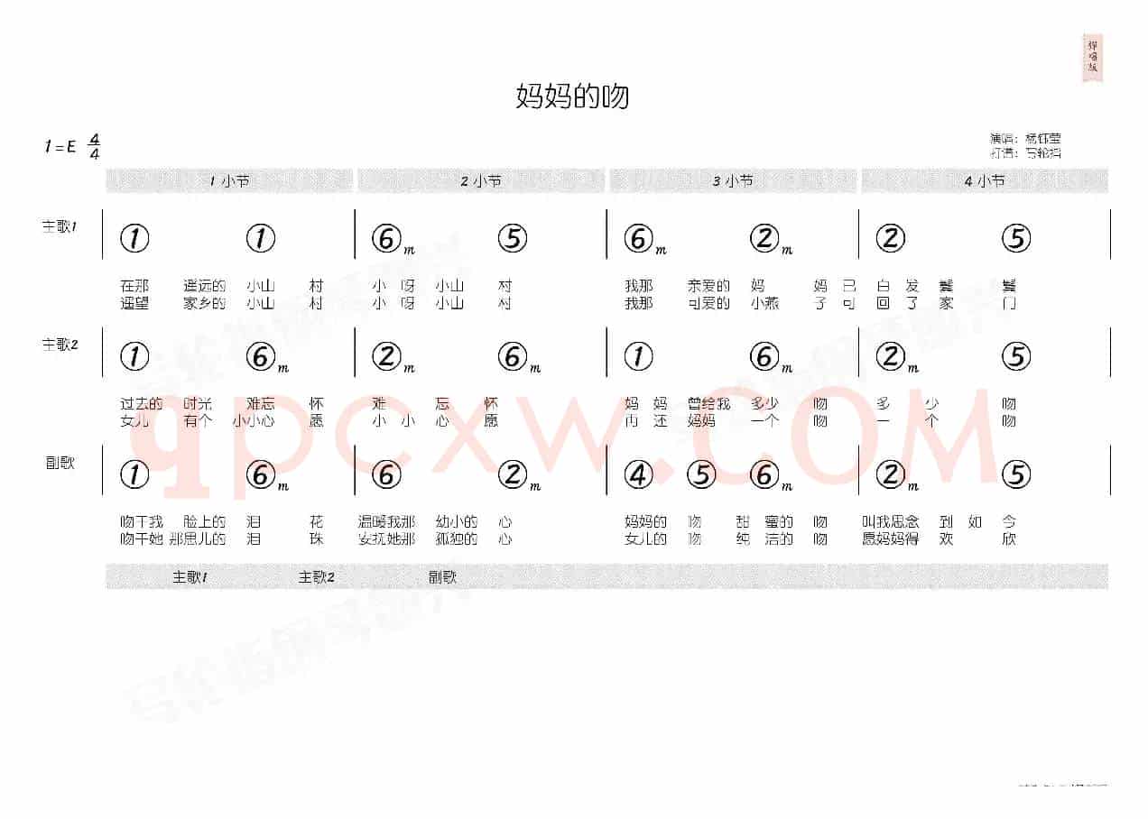 妈妈的吻(简和谱)